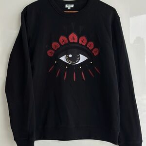Kenzo Black Crewneck Sweater with Red Eye Motif